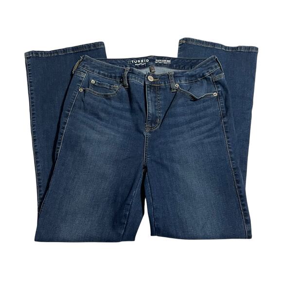 Torrid Womens 10-14 (30X29) Trio Fit Slim Boot Limitless Stretch Dark Blue Denim - Picture 4 of 14